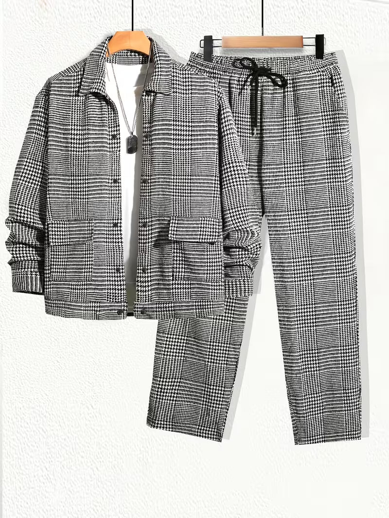 Milo | Casual Houndstooth Sweatsuit Black White