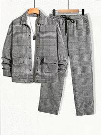 Milo | Casual Houndstooth Sweatsuit Black White