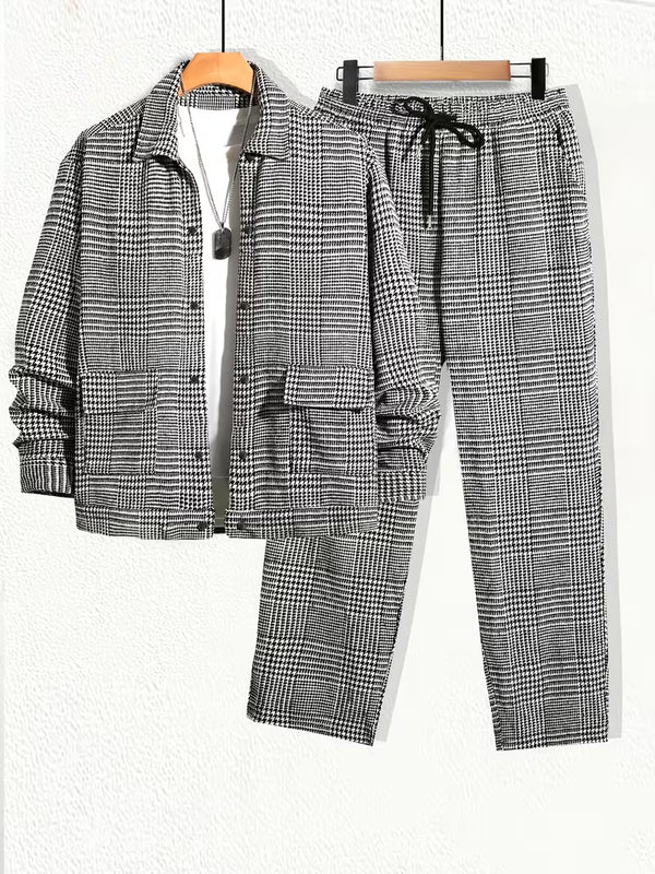 Milo | Casual Houndstooth Sweatsuit Black White