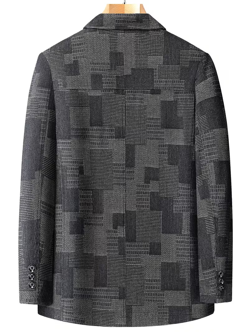 Cliff | Check Blazer Gray Black Geometric Pattern