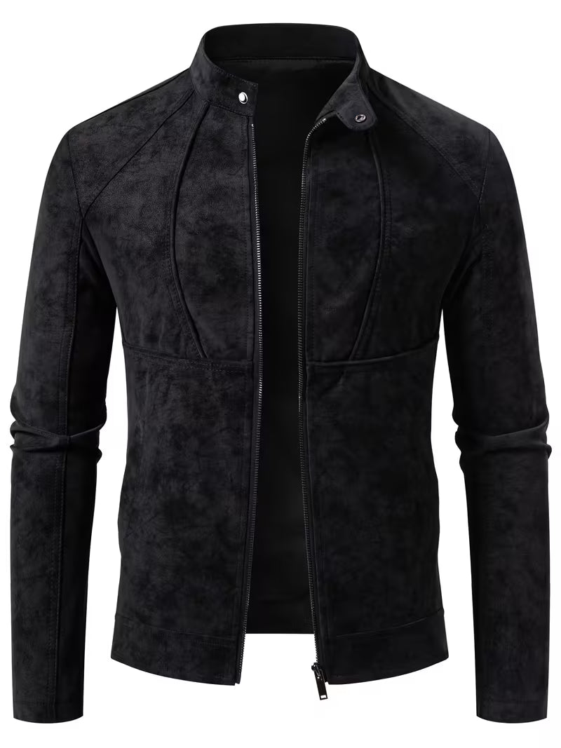 Blake | Suede Moto Jacket Brown Zip Up