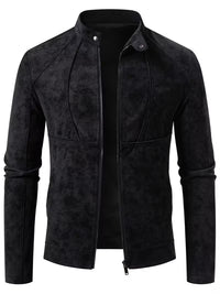 Blake | Suede Moto Jacket Brown Zip Up