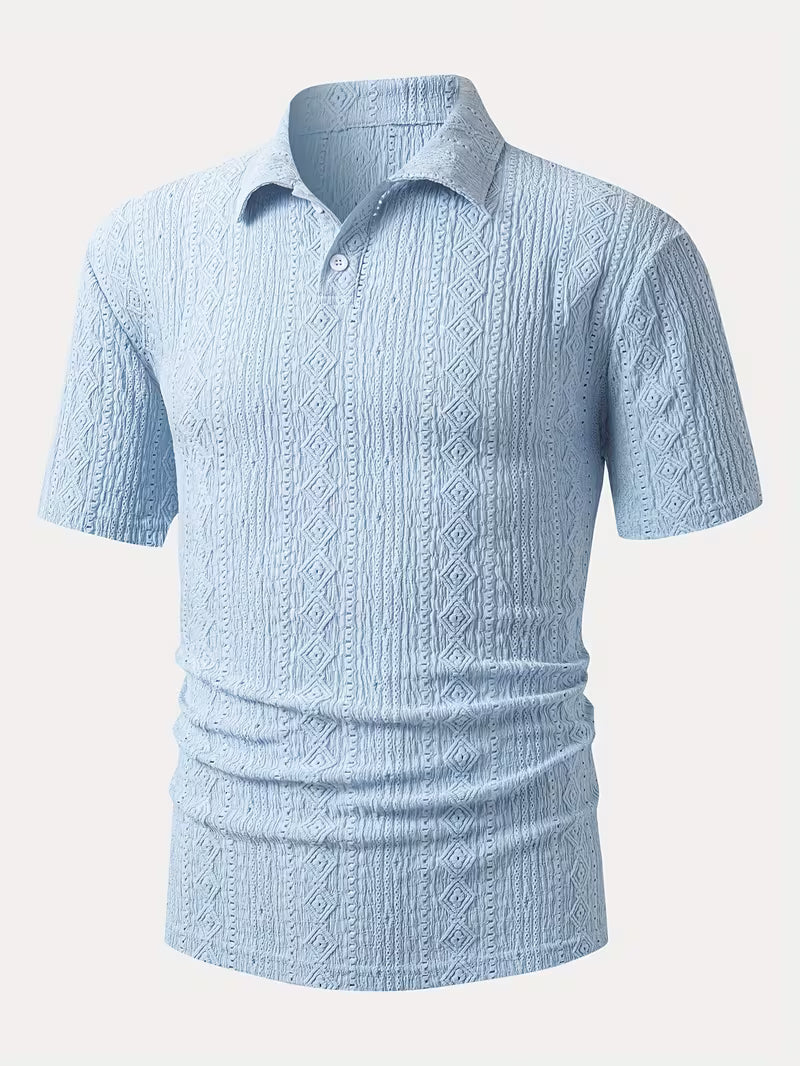 Callum | Mens Polo Shirt Brown Eyelet Embroidery