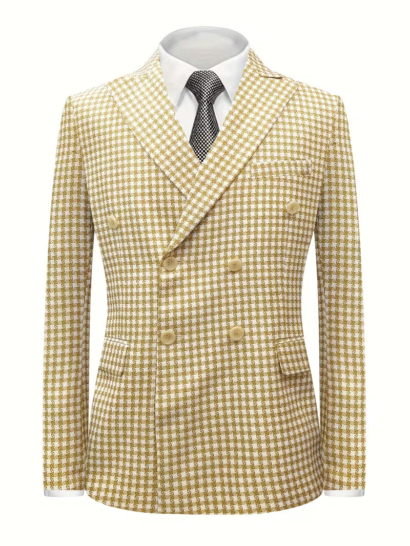 Max | Houndstooth Double Breasted Blazer Blue White