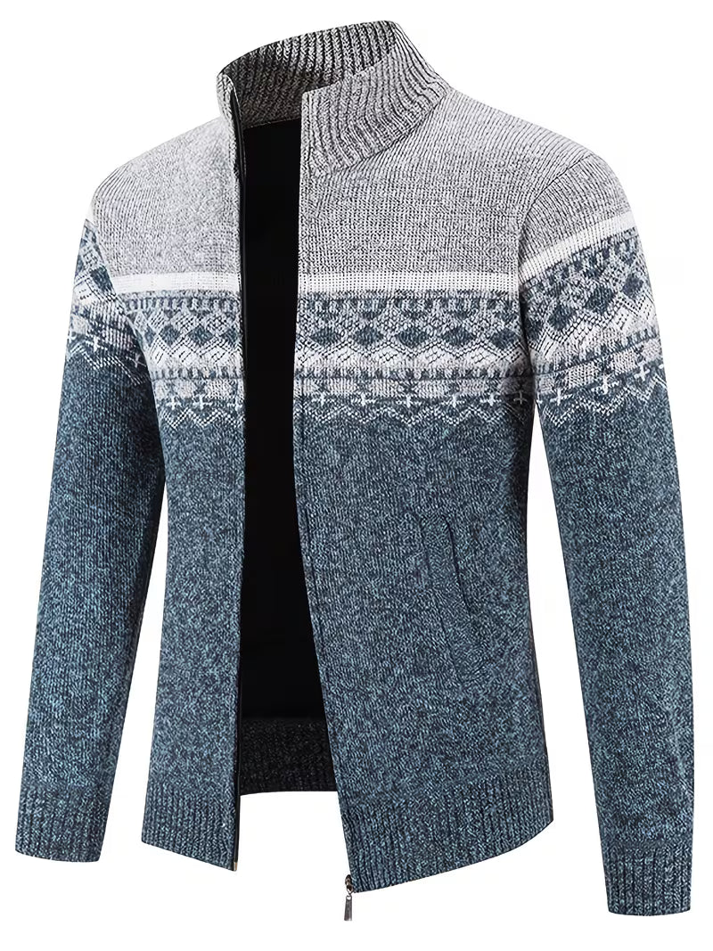 Otto | Geometric Wool Cardigan Black Gray White