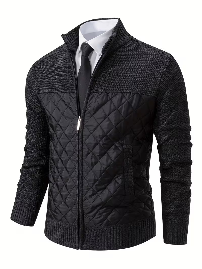 Theo | Quilted Puffer Vest Gray Knit Colorblock