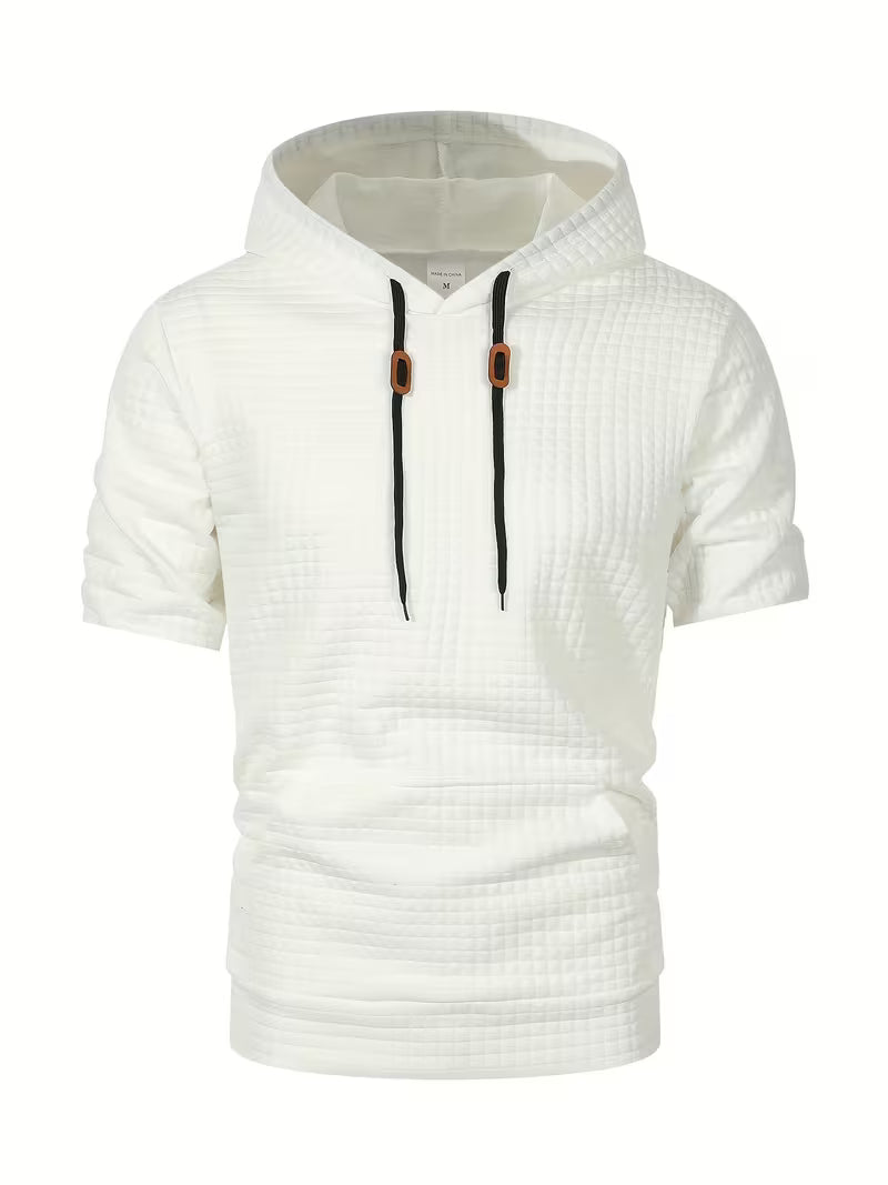 Leon | Casual Quilted Hoodie Gray Short Sleeve Orange Drawstrings