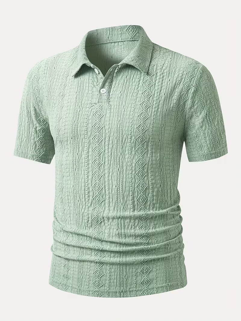 Callum | Mens Polo Shirt Brown Eyelet Embroidery