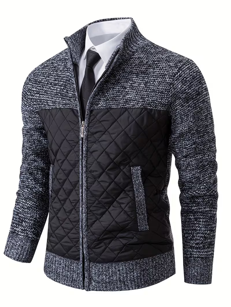 Theo | Quilted Puffer Vest Gray Knit Colorblock