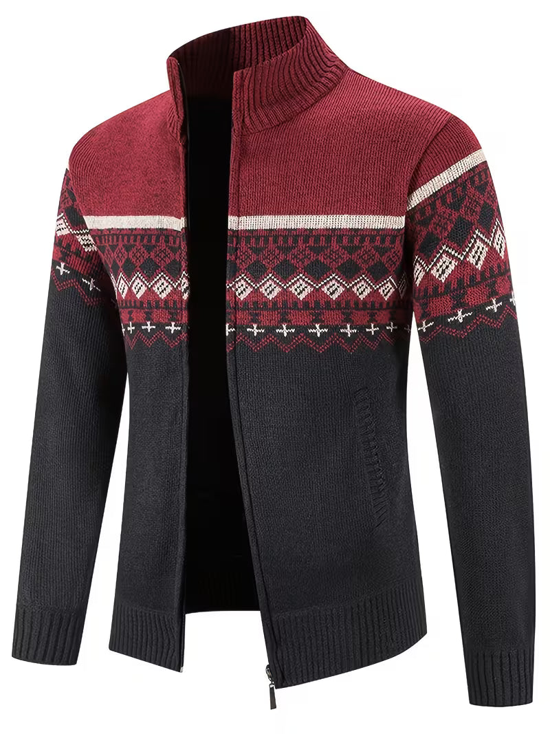 Otto | Geometric Wool Cardigan Black Gray White