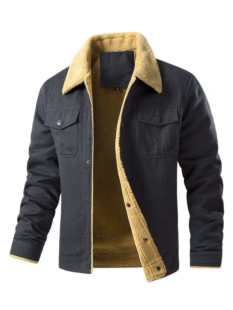 Blake | Sherpa Lined Denim Jacket Navy Trucker