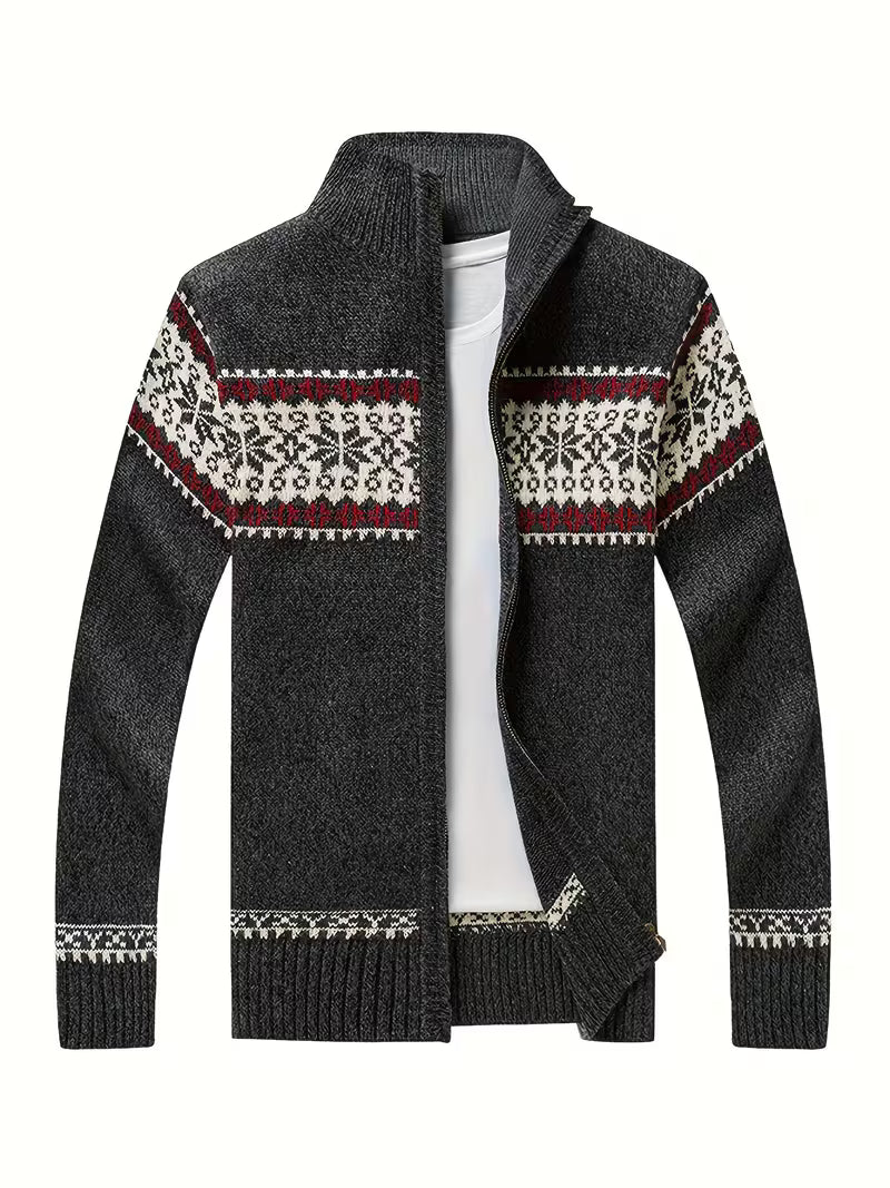 Voss | Icelandic Knit Cardigan Vest Dark Green White Fair Isle