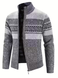 Tate | Patterned Wool Cardigan Vest Gray Navy