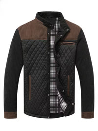 Blake | Quilted Puffer Jacket Olive Green Corduroy Trim