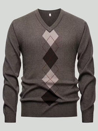 Pierce | Argyle V Neck Sweater Gray Charcoal