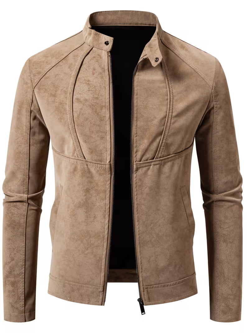 Blake | Suede Moto Jacket Brown Zip Up