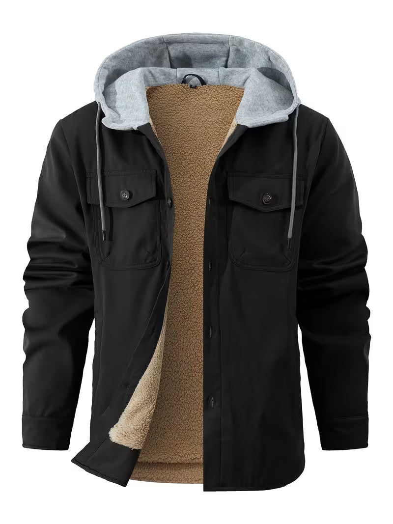 Cliff | Utility Jacket Sherpa Lined Black Cargo Pockets