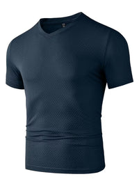Blake | Textured V Neck Mens T Shirt Cream Short Sleeve