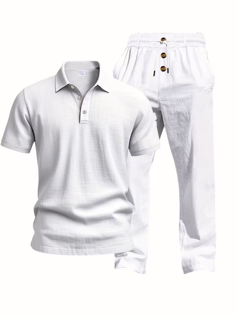 Tate | Casual Linen Set Sage Green Drawstring