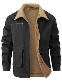 Cliff | Utility Cargo Jacket Olive Sherpa Lined