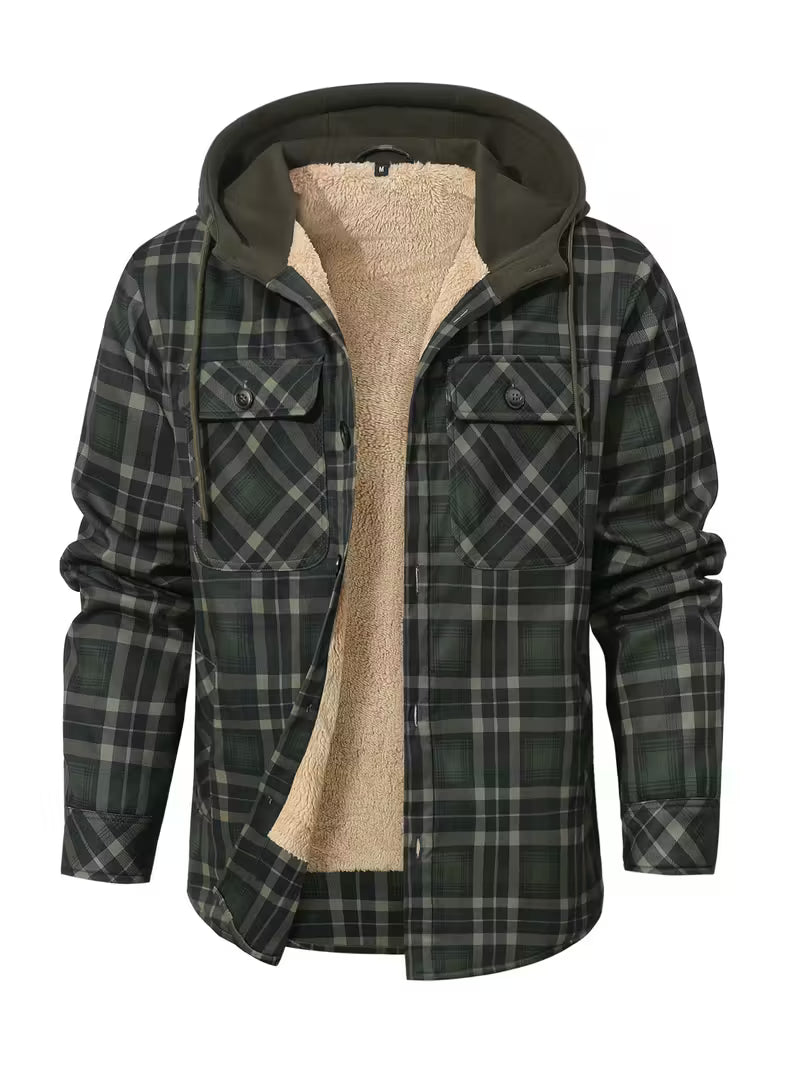 Rory | Plaid Sherpa Lined Hooded Jacket Burgundy Fleece