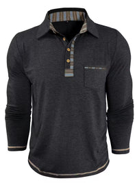 Jack | Casual Henley Polo Shirt Beige Striped Pocket