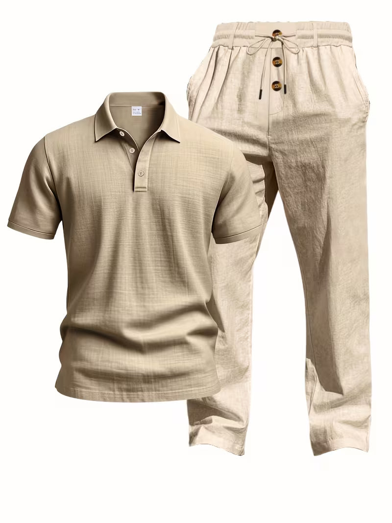 Tate | Casual Linen Set Sage Green Drawstring