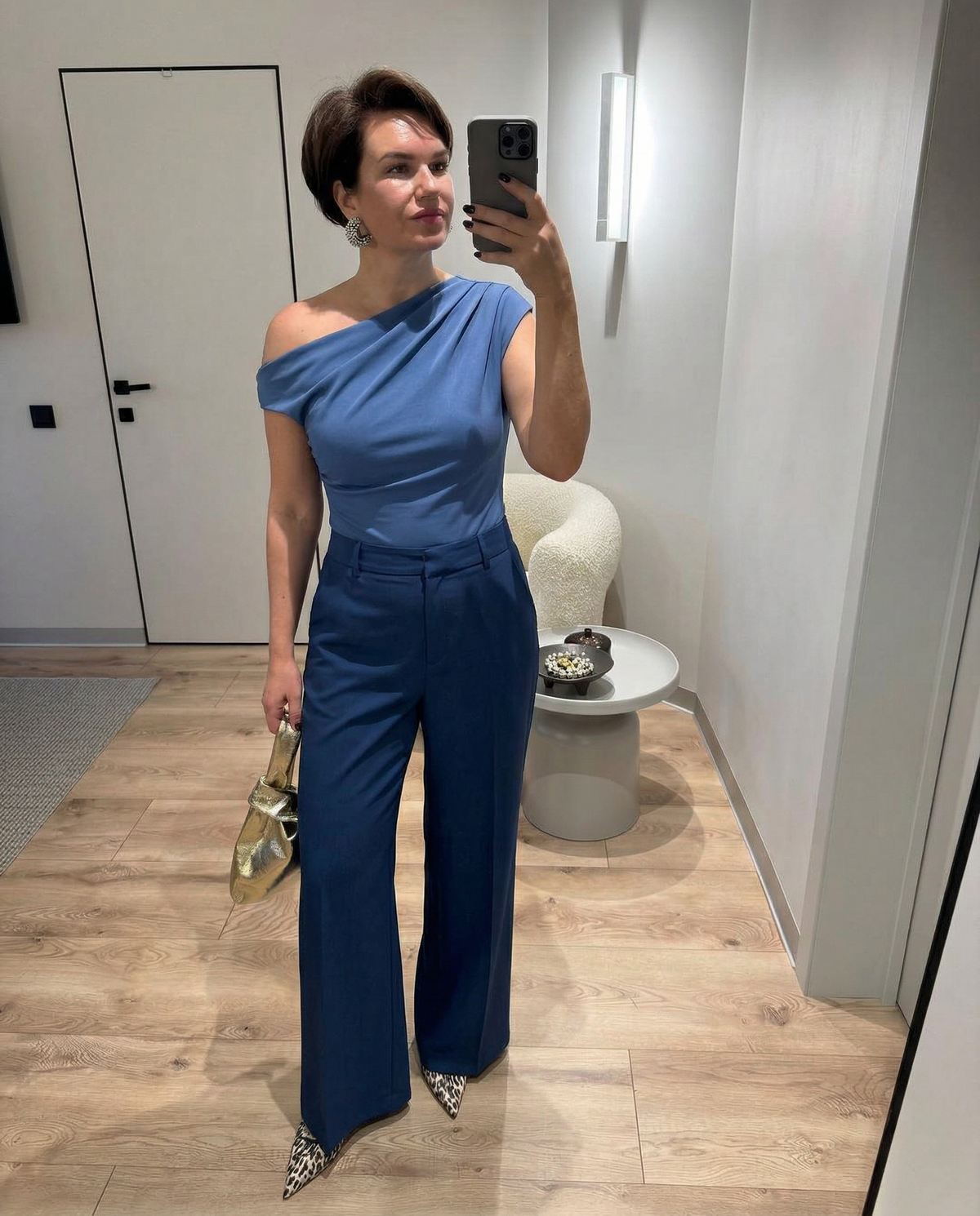 Vera | Cowl Neck Bodysuit Blue Sleeveless