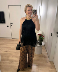Esme | Halter Top Black Fringe Tassel
