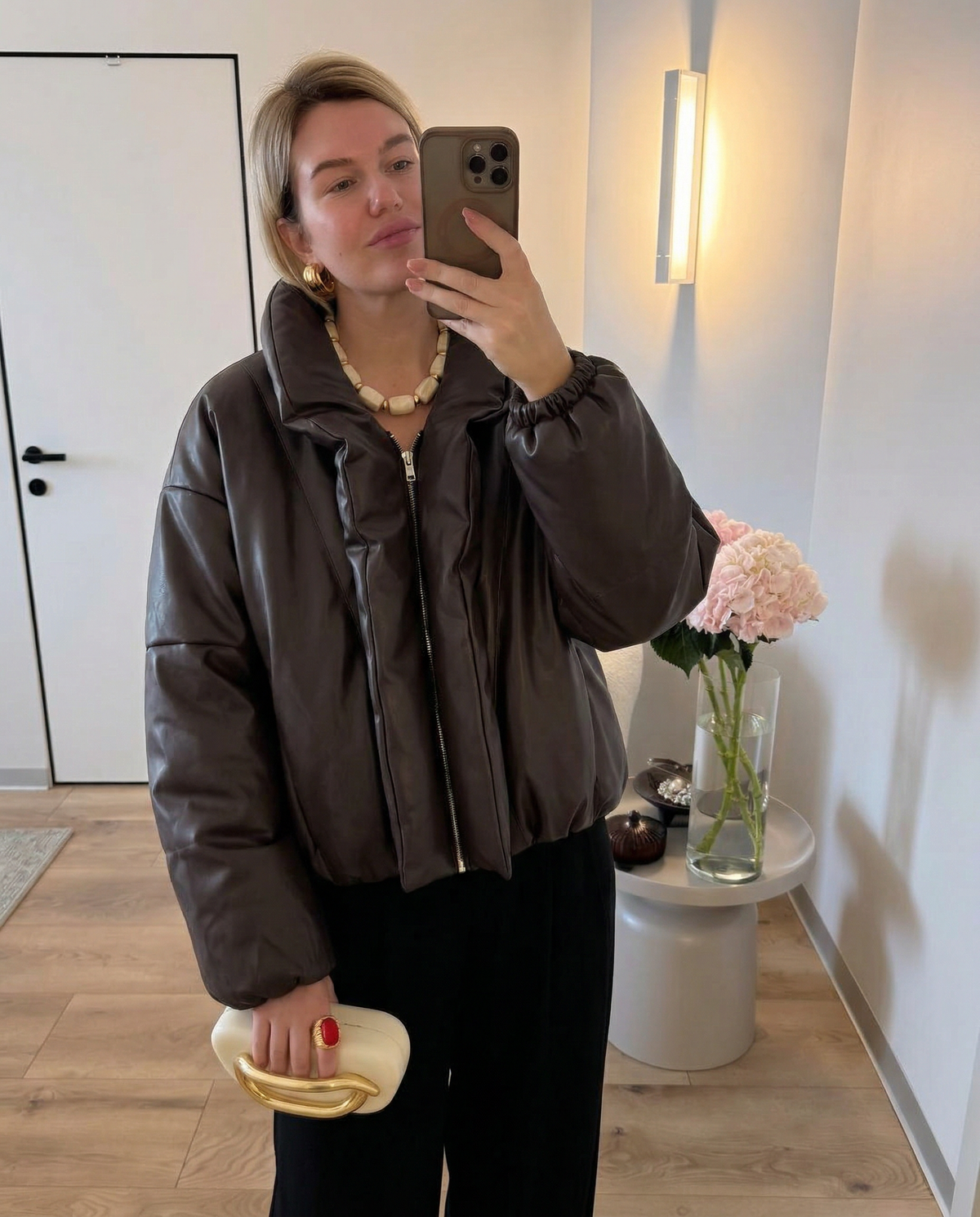 Aria | Cropped Puffer Jacket Brown Oversized
