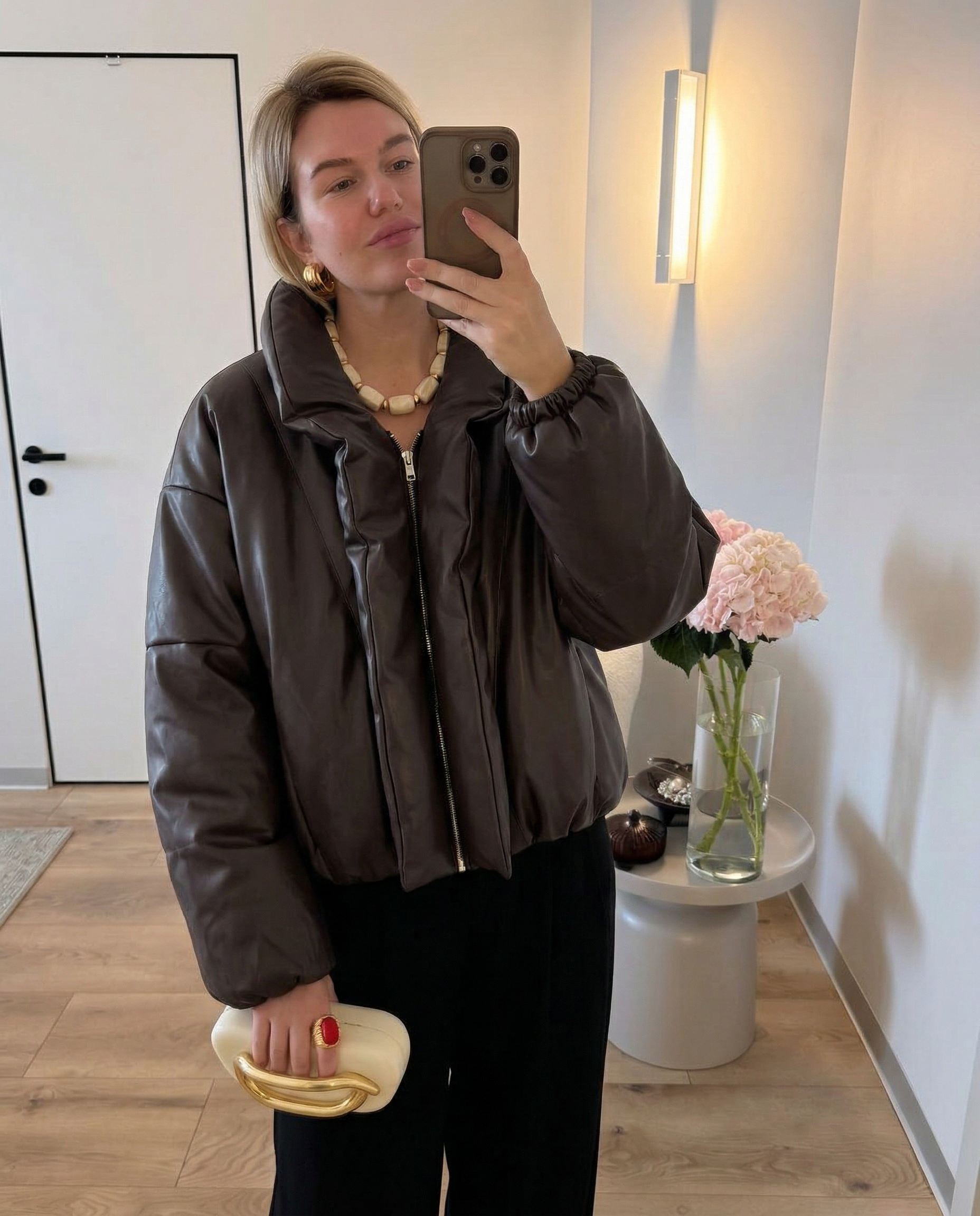 Aria | Cropped Puffer Jacket Brown Oversized