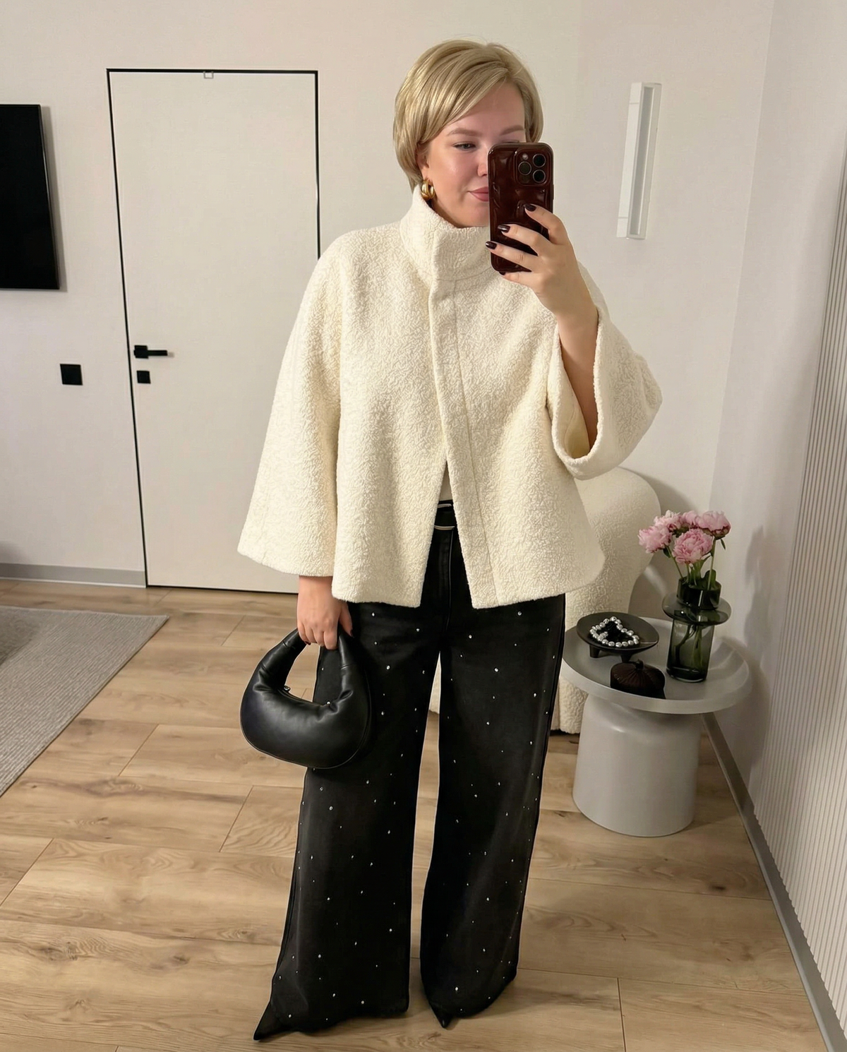 Neve | Blend Collared Cape Jacket Cream