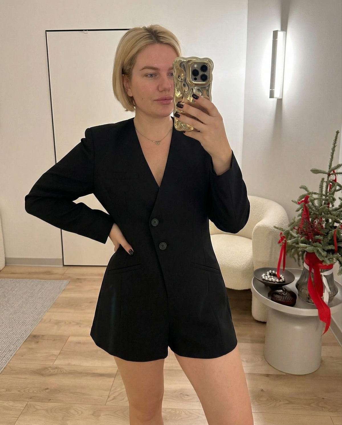 Viola | Tailored Black Jumpsuit Double Breasted Long Sleeve