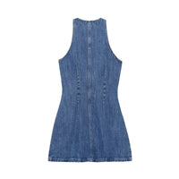 Alma | Denim Dress Blue Button Front Midi