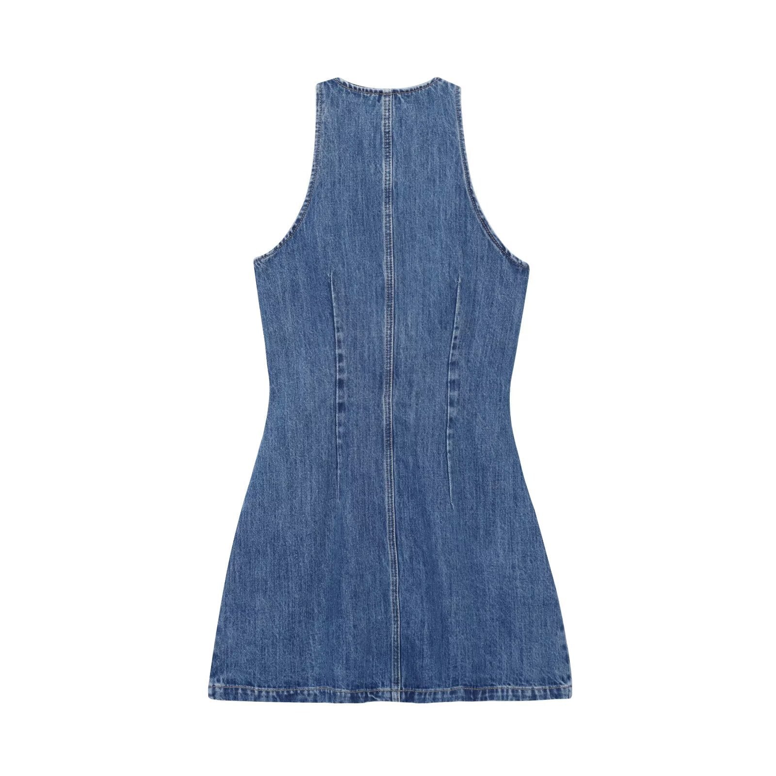 Alma | Denim Dress Blue Button Front Midi