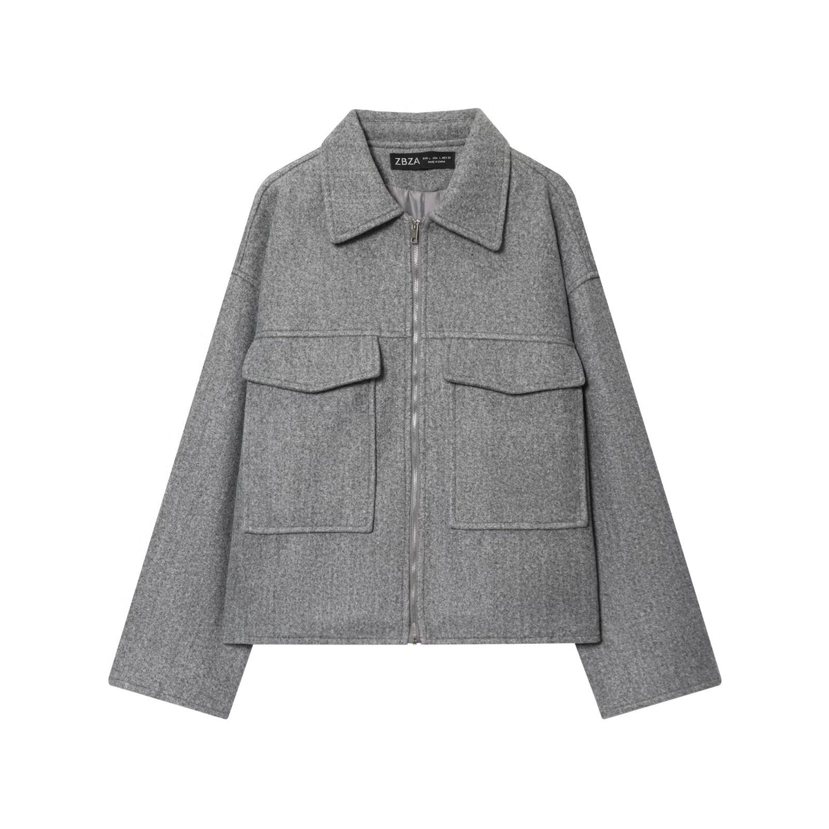 Viola | Utility Jacket Gray Cargo Pockets Zip Up