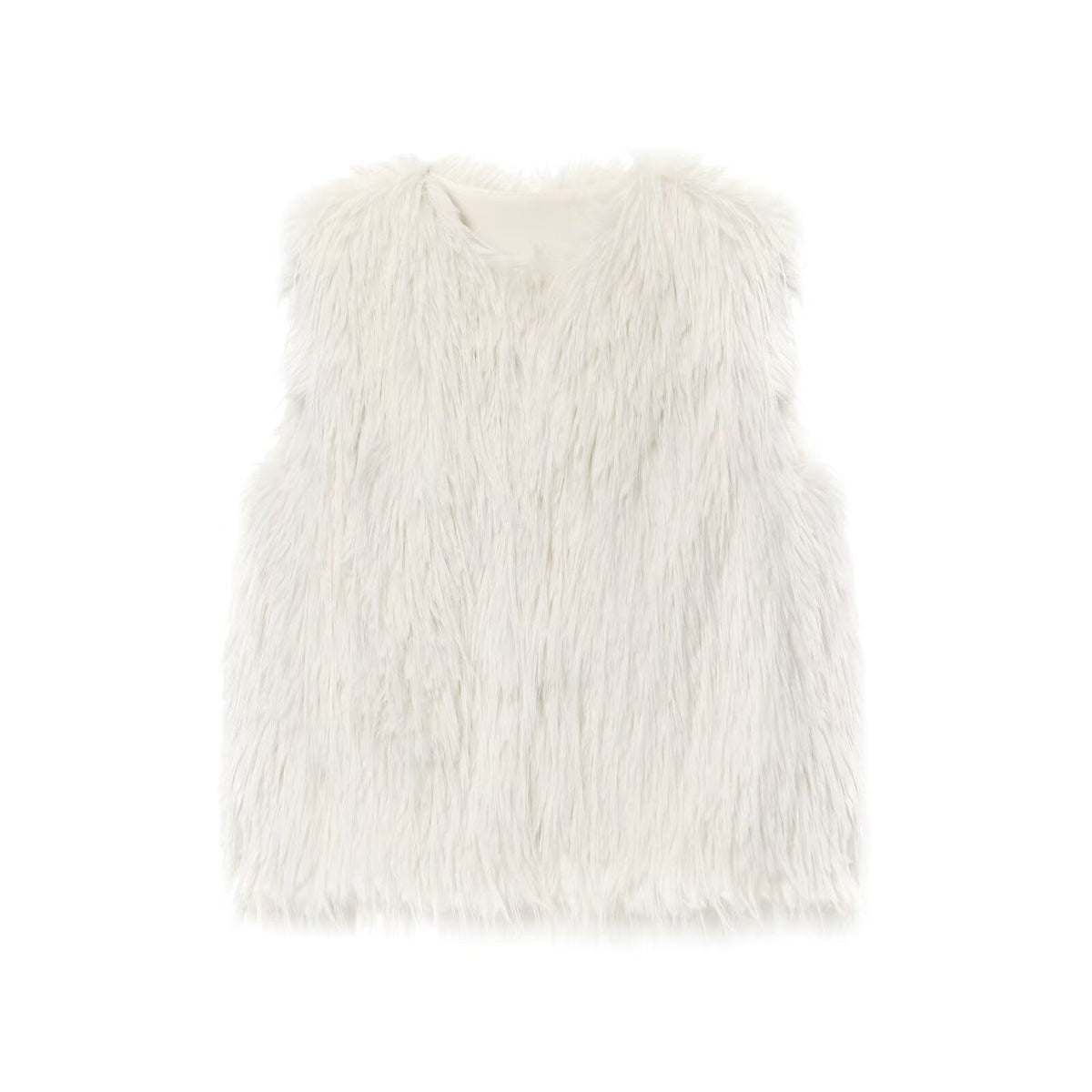 Vera | Faux Fur Vest Cream Long Pile Sleeveless