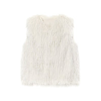 Vera | Faux Fur Vest Cream Long Pile Sleeveless