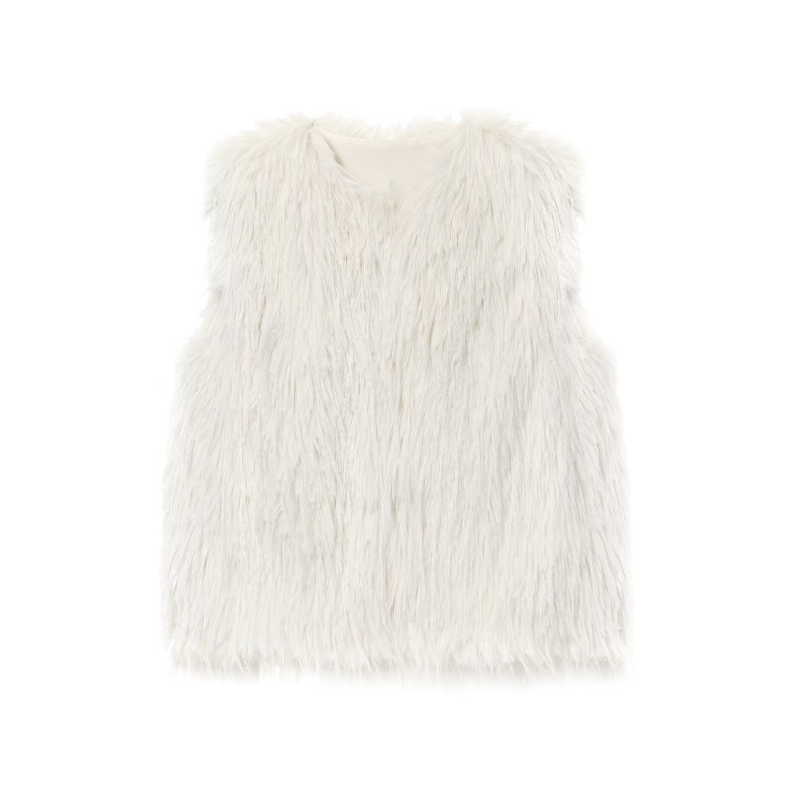 Vera | Faux Fur Vest Cream Long Pile Sleeveless