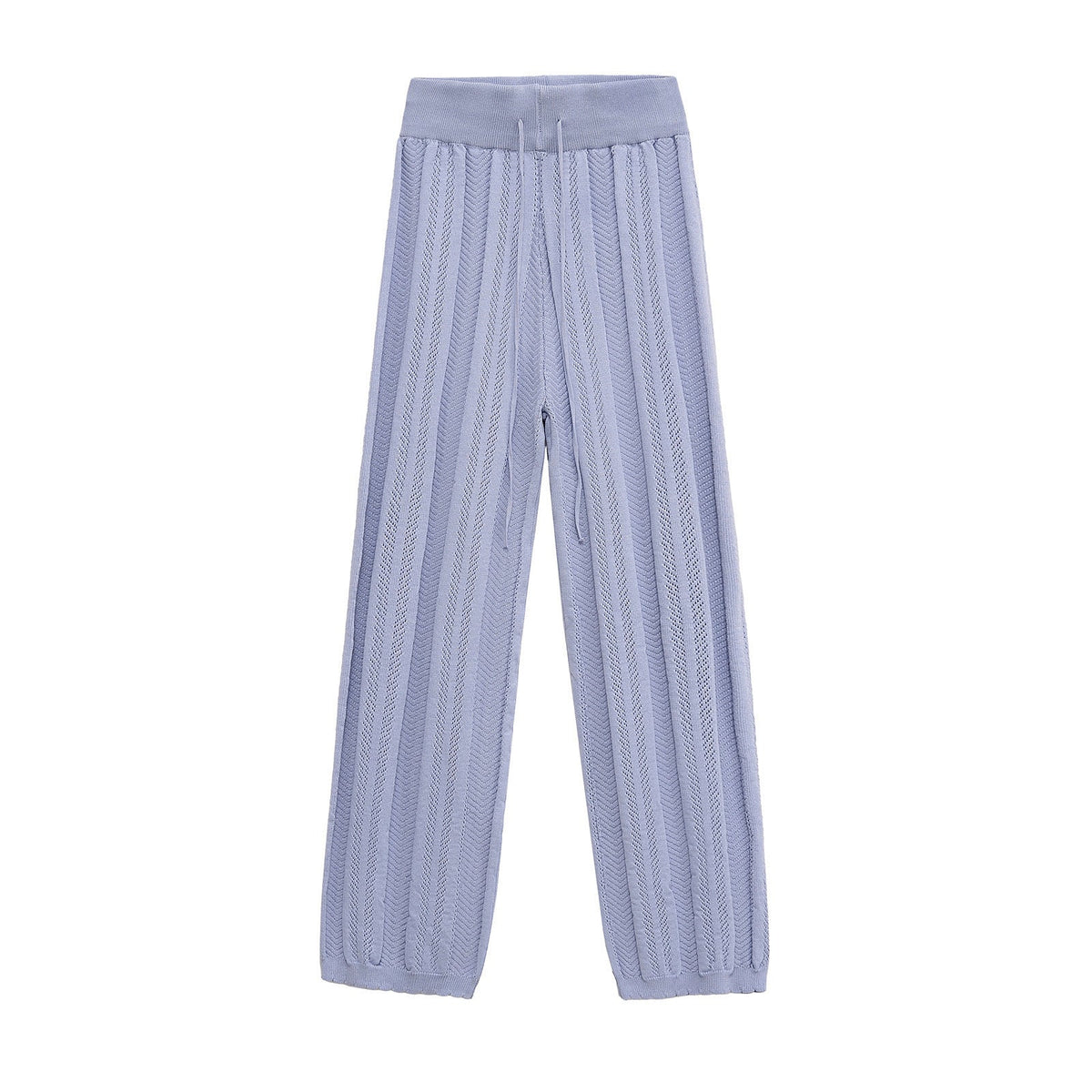 Iris | Casual Cable Knit Wide Leg Pants Periwinkle