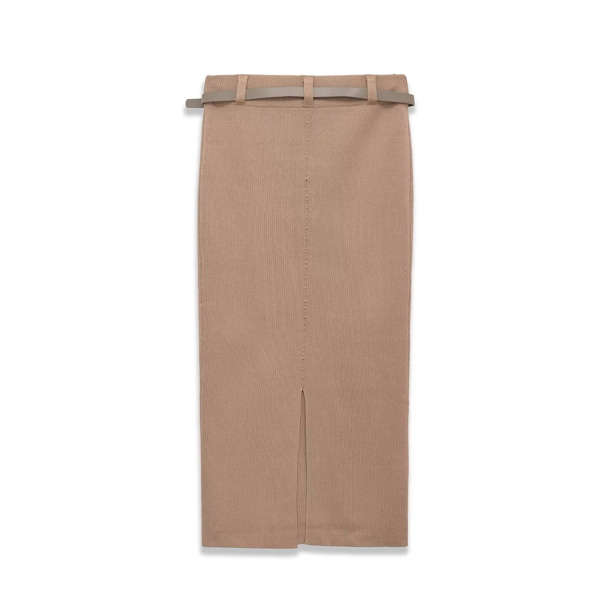 Vera | Midi Skirt Beige Belted Knit