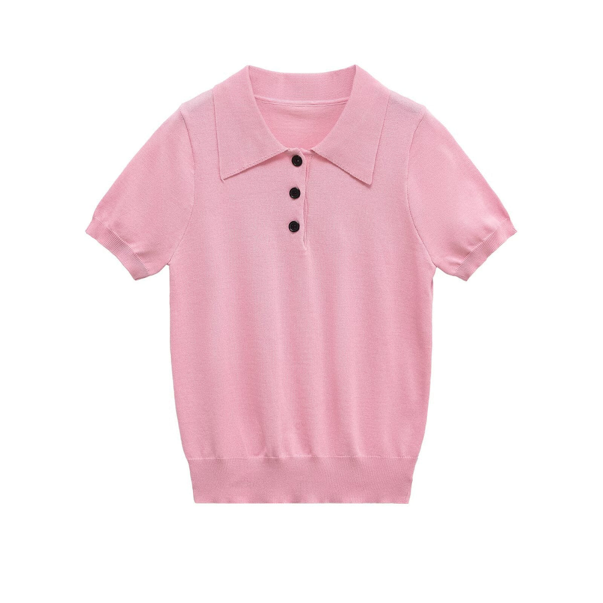 Vera | Knit Polo Shirt Short Sleeve Royal Blue Button Front