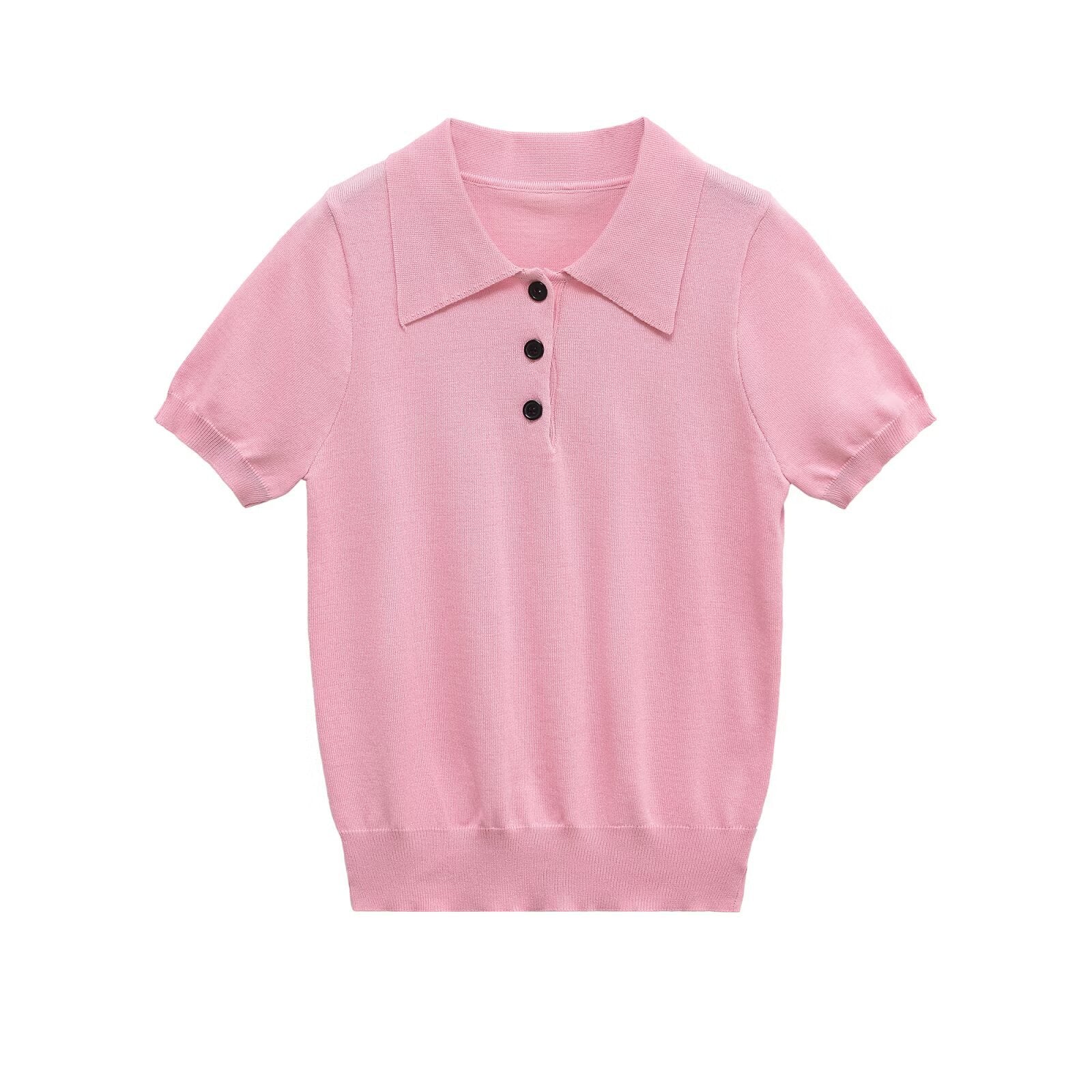 Vera | Knit Polo Shirt Short Sleeve Royal Blue Button Front