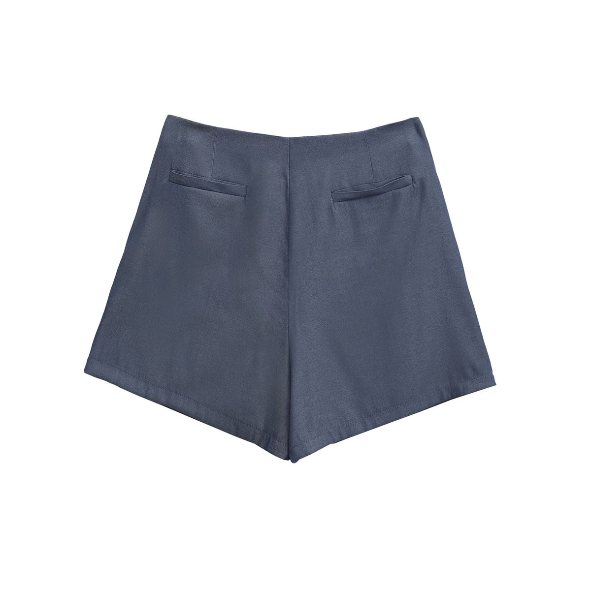 Vera | Pleated Button Shorts Navy Blue