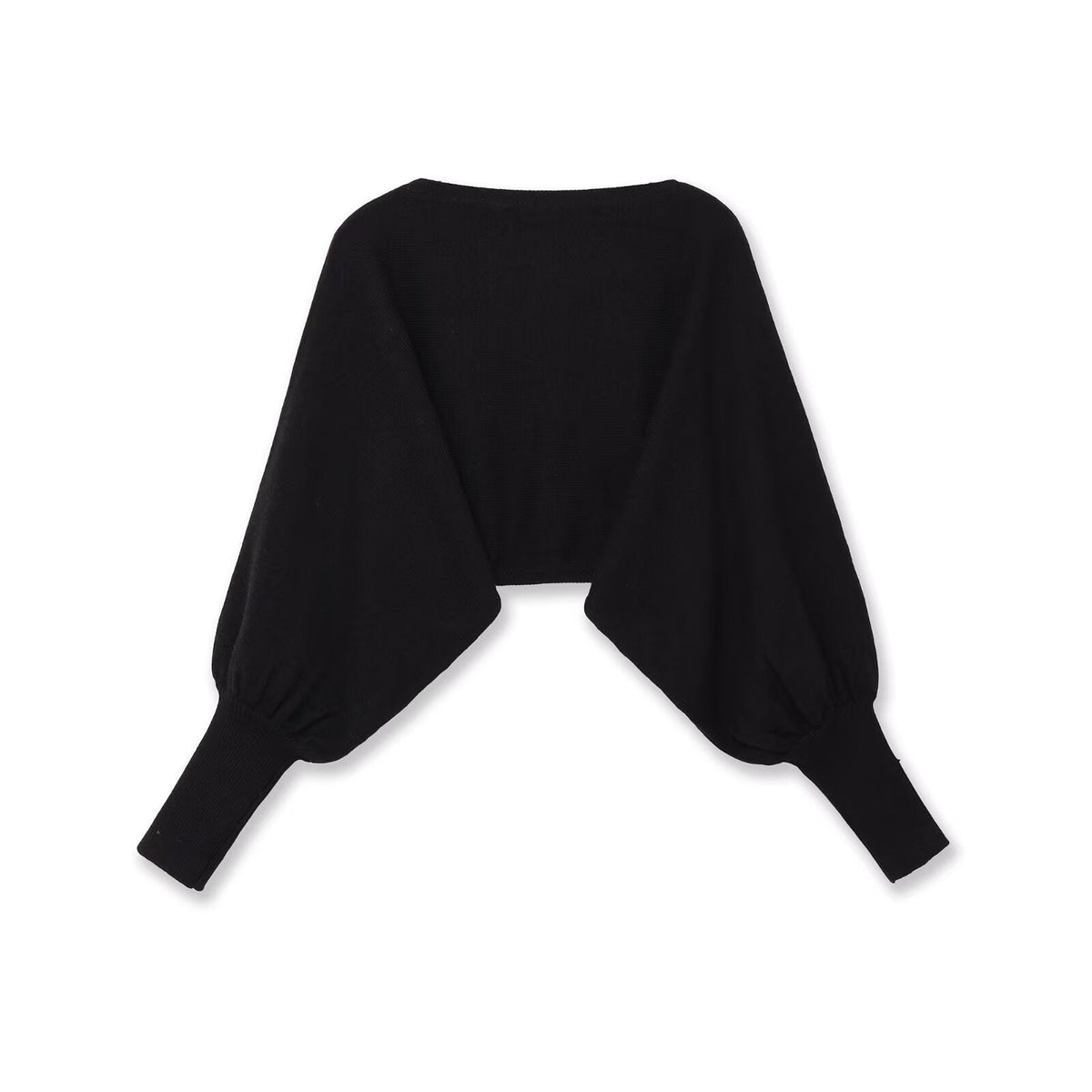 Vera | Cropped Batwing Top Black Long Sleeve