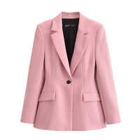 Liv | Tailored Single Button Blazer Pink Long Sleeve