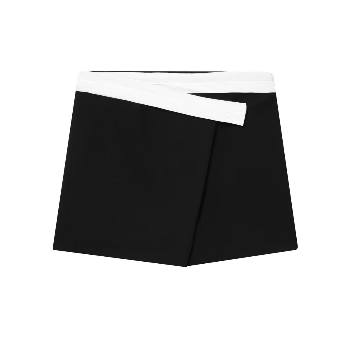 Aria | Wrap Shorts Black White Colorblock High Waisted