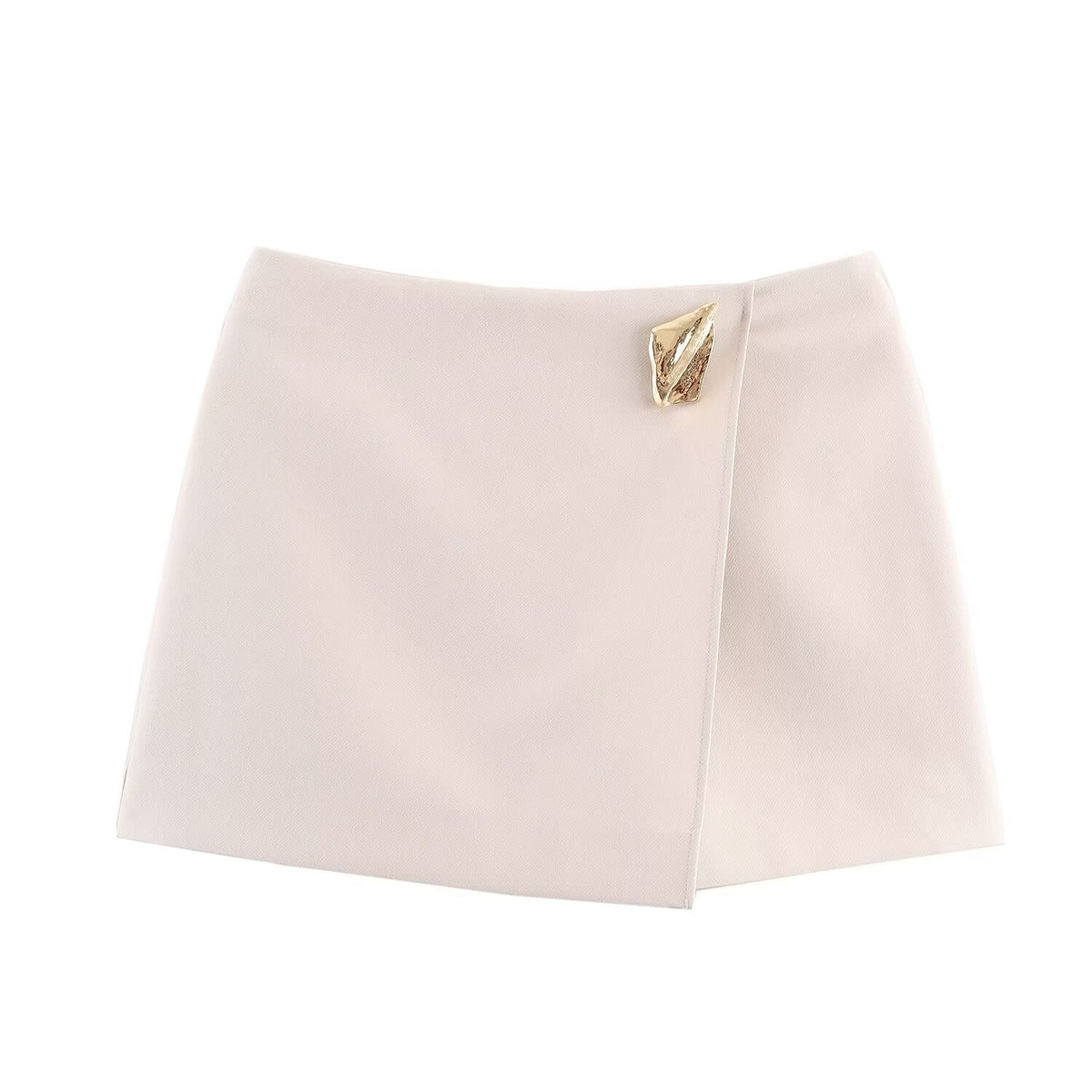 Neve | Wrap Shorts Cream Gold Accent Detail