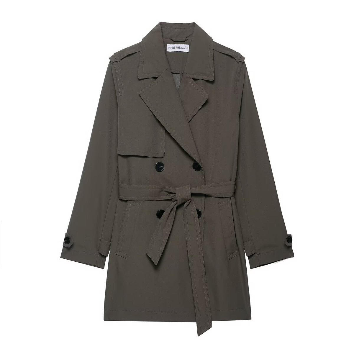 Vera | Belted Trench Coat Gray Double Breasted