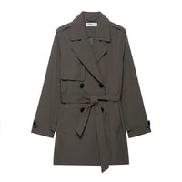 Vera | Belted Trench Coat Gray Double Breasted